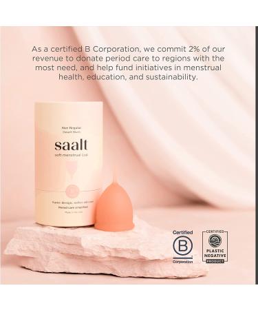 Saalt Soft Menstrual Cup - Sensitive & Reusable Period Cup - 12 Hour Wear - Desert Blush Regular - Buy Online on GoSupps.com
