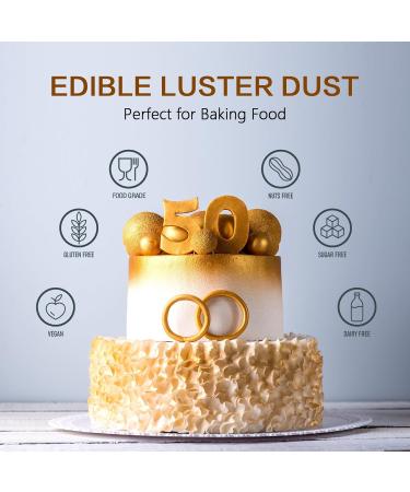 Edible Luster Dust Gold Luster Dust 12g Food Grade Metallic Shimmer Edible Glitter for Desserts Cake Decorating Baking Fondant Chocolate Candy Drinks Cookies Vegan - Buy Online on GoSupps.com