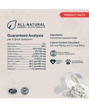 Animal Essentials Seaweed Calcium for Dogs & Cats - 12 oz (340g) - Natural Supplement for Healthy Bones - Buy Online on GoSupps.com
