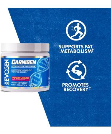 Evogen Carnigen Fat Burning Powder with Carnitine Tartrate, Acetyl-l-carnitine, Orotate, Fumarate, and Bioperine - 50 Servings, Raspberry Lemonade Flavor - Buy Online on GoSupps.com