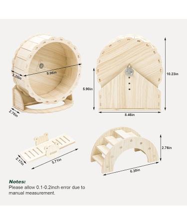 Episkey Hamster Wheel 23cm Wooden Silent Exercise Wheel with Bridge and Seesaw Pet Sport Exercise Toys Hamster Cage Accessories for Dwarf Hamsters Gerbils Rat Small Animal - Buy Online on GoSupps.com