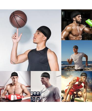 Sibba 3 Pack Elastic Band Wave Caps for Men | Silky Durag & Skull Caps | Breathable Black Headwraps & Beanies for Bathing Accessories - Buy Online on GoSupps.com