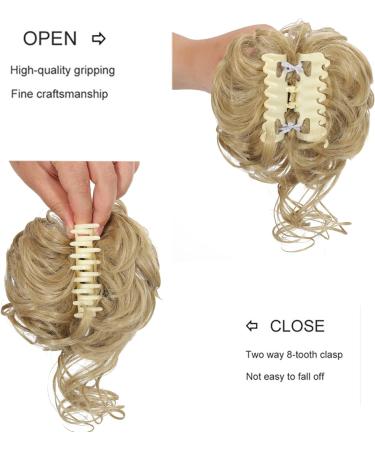 Claw Messy Bun Hairpiece Clip | Wavy Curly Chignon Hairpiece | Synthetic Updo Ponytail - Light Blonde - Buy Online on GoSupps.com