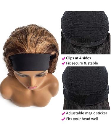 Curly Headband Wig 16 Colored 4/27 Balayage Honey Blonde Highlights Half Wig for Black Women - Real Remy Hair Deep Wave - No Lace Front - Buy Online on GoSupps.com