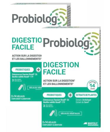 Probiolog Easy Digestion Capsules - Probiotics and Plants - 2 x 14 Capsules - 2 Boxes