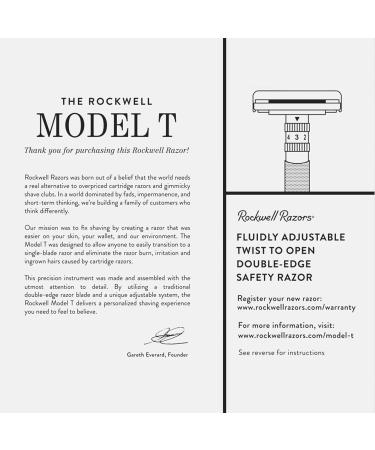 Rockwell T2 Twist-To-Open Double-Edge Safety Razor - Full Metal | Includes 5 Recyclable Stainless Steel Blades (Gunmetal Chrome) - International Shipping Available - Buy Online on GoSupps.com