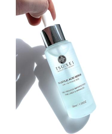 SALICYLIC ACID SERUM for face with Glycolic Acid by TSU:SEI. Tackles and Treats Breakouts Blemishes Spots and Adult Acne. 100% Organic Serum For Face. Cruelty-Free Skin Care. 30ml. - Buy Online on GoSupps.com