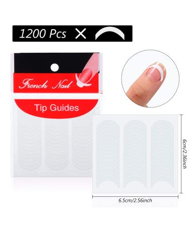 1200 pcs Self-Adhesive French Manicure Nail Sticker Set - White Half-Moon Shaped Decals for Nail Design (25 Sheets) - Buy Online on GoSupps.com
