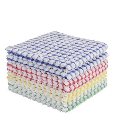 Oeleky Dish Cloths for Kitchen Washing Dishes, Super Absorbent Dish Rags, Cotton Terry Cleaning Cloths Pack of 8 , 12x12 Inches Mix-2 12x12 Inch (Pack of 8)