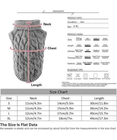 Shop XL Gray Dog Roll Collar Knitting Sweater - Winter Warmer for Small Medium & Large Dogs Puppies & Cats - Thick & Cozy Coat - Buy Online on GoSupps.com