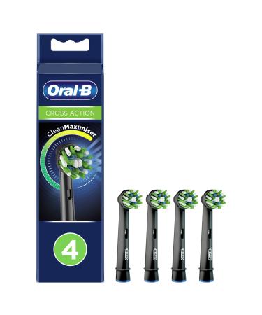 Oral-B Crossaction brush heads 4 pieces original cleaning cartridges with Cleanmaximiser technology black black 4 pieces (1 Pack)