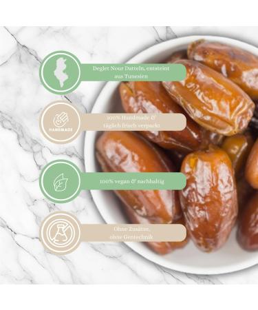  1001 Frucht 1001 Frucht Deglet Nour Pitted Dates 1000g Natural Raw Edible Dates Aromatic Dates from Tunisia with no additives Dried date fruit with no added sugar GMO-free - Buy Online on GoSupps.com