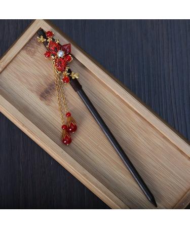 Vintage Chinese Wood Hairpins - Set of 4 Elegant Hair Sticks for Women & Girls - Unique Hairstyles & Accessories - Buy Online on GoSupps.com