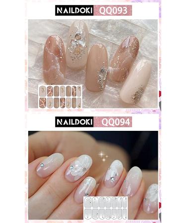 NAILDOKI 12 Sheets x 16 Pieces Full Wraps Nail Stickers - Gel Nail Art Decals for Women and Girls - Buy Online on GoSupps.com
