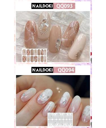 NAILDOKI Nail Stickers 12 Sheets x 14 Pieces Full Wraps Nail Polish Strips Self-Adhesive Gel Nail Art Decals for Women Girls - Buy Online on GoSupps.com