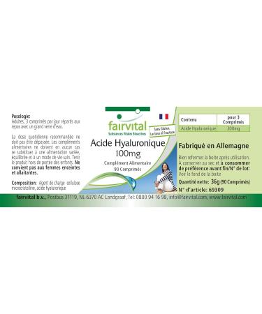 Fairvital Hyaluronic acid tablets 100mg antiaging HIGH DOSE VEGAN 90 tablets - Buy Online on GoSupps.com