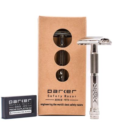 Parker Safety Razor Model 60R Safety Razor and 5 Parker Platinum Razor Blades