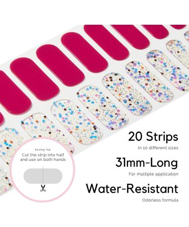 NAILOG Semi Cured Gel Nail Strips (20 Extra Long Nail Stickers) | Glossy & Long Lasting Soft Gel Finish Nail Wrap| Ruby Nebula - Buy Online on GoSupps.com