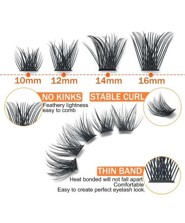 Kmilro 144 Pcs Cluster Lashes DIY Eyelash Extensions C D Curl 10-16mm Mega Volume Fluffy Wispy Individual Lashes - Volume 0.07C-MIX - Buy Online on GoSupps.com