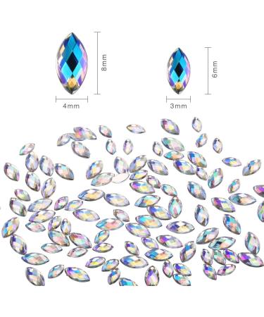2000 Pieces Shiny AB Rhinestones Flat Back with Tweezer Horse Eye Rhinestones Nail Rhinestones Gems Decorations for Nail Supplies Crafts - Buy Online on GoSupps.com
