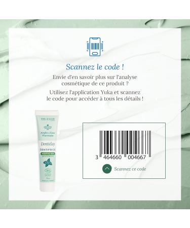 CIEL D'AZUR LABS - Denticlay Argile - Organic Toothpaste with White Clay and Digne les Bains Thermal Water - Certified Organic Cosmos Organic - 75ml Tube - Mint - Buy Online on GoSupps.com