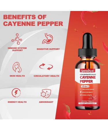 SXNWSN 15-in-1 Cayenne Pepper Liquid Drops - Concentrated Formula with Vitamin D3/K2 & Herbal Extracts | 4.2 fl oz for Circulatory Support & Digestive Support  - Buy Online on GoSupps.com