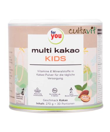 for you for you Multi Kakao Kids Cocoa Powder with Vitamins Minerals and Plant Substances for Mixing in Milk Suitable for Children from 4 Years Healthy Growth and Development