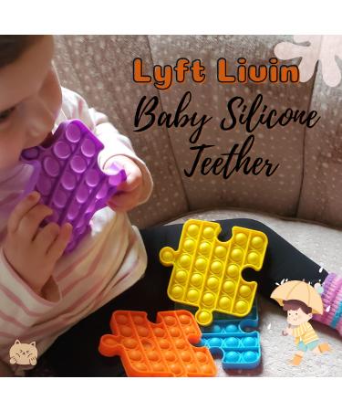 Lyft Livin Baby Teether Toy - Silicone Teething Toy for Babies | Pop Sound, Easy to Hold, No Sharp Edges | Red Heart Design | Ages 0-6 Months - Buy Online on GoSupps.com