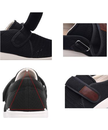 KHFHVB Women's Wide Width Diabetic Walking Shoes - Adjustable Closure for Edema, Plantar Fasciitis, Bunions - Black - Buy Online on GoSupps.com