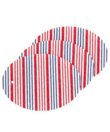 3-Pack Cleaning Kitchen Sponges Oval Nautical Stripes Kitchen Cellulose Dishwashing Wood Pulp Cotton