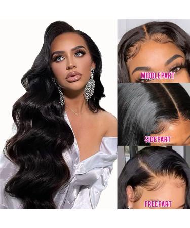 Aaliweya 5x5 HD Lace Closure Human Hair Wig Body Wave 22 inch - Natural Black - Pre Plucked with Baby Hair - 150% Density - Buy Online on GoSupps.com