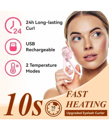 Heated Eyelash Curlers Electric Eyelash Curlers USB Rechargeable Eye Lash Curler for Women 24 Hours Long Lasting Naturally Eyelashes Handheld Eyelash Heated Curler-Easy to Curl - Buy Online on GoSupps.com