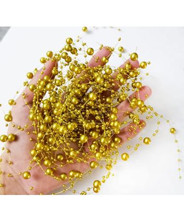 50 Pcs Gold Faux Pearl String for Wedding Centerpieces | Vase Filler for Floating Candles and Parties - Buy Online on GoSupps.com