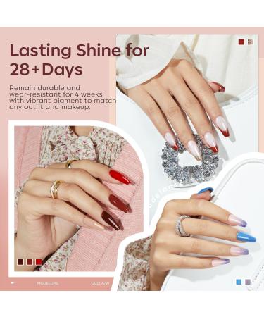 Modelones 32Pcs Gel Nail Polish Set - 28 Fall Winter Colors with Glossy & Matte Top Coat | No Wipe Base Coat, Nail Primer Kit - Brown, Orange, Glitter, Red, Nude, Pink | DIY Nail Polish Gift Set - Buy Online on GoSupps.com