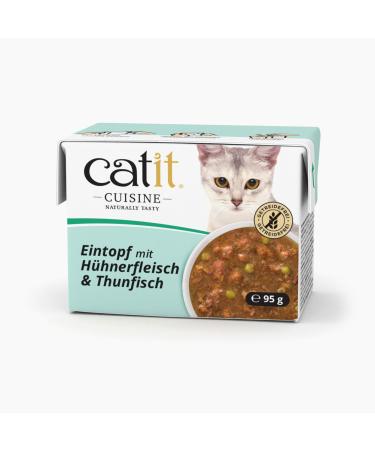 Catit Cuisine Cat Food, Chicken and Tuna Stew, Food Supplement, 95 g, Grain Free, High T