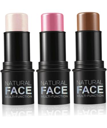 3 PCS Contour Stick Highlighter Stick Waterproof Long Lasting Highlighter Makeup Stick Lightweight Multi-use Cream Contour Buildable Face Makeup Kit for Cheeks Lips All Skin - Buy Online on GoSupps.com