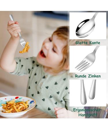 Herogo 7-Piece Stainless Steel Children's Cutlery Set - Non-Toxic & Dishwasher-Safe Forks & Spoons with Elegant Handles - Ideal Kids Tableware - Buy Online on GoSupps.com