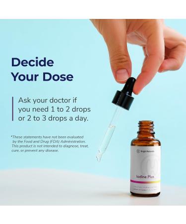 Bright Naturals Iodine Plus - Kelp-Based Liquid Supplement Supports Thyroid - Boosts Energy Improves Sleep and Enhances Mental Clarity 60 0.04% Servings - Buy Online on GoSupps.com