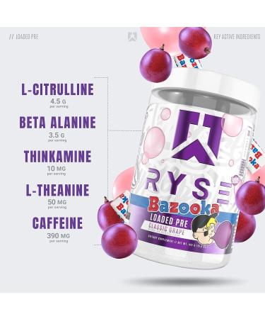 RYSE Core Series Loaded Pre Workout Pump Energy Supplement - 30 Servings (Bubble Gum Grape) - Buy Online on GoSupps.com