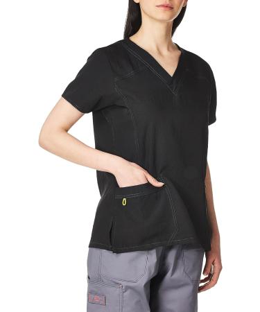 WonderWink Women's Four Stretch Sporty V-Neck Scrub Top - Large, Black - Buy Online on GoSupps.com