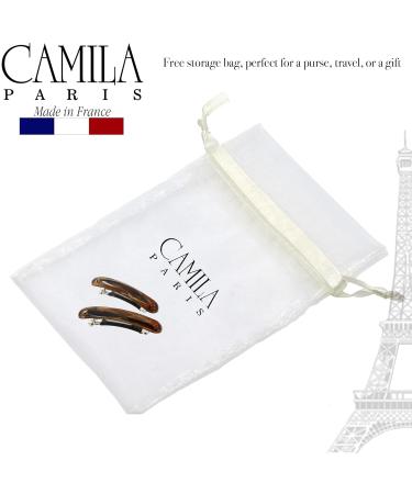 Camila Paris CP3327 French Hair Barrette Clip Set - Small Gold Clips for Girls and Women - Strong Hold Grip - No Slip Rubberized Automatic Clasp - Stylish Hair Accessories - 2 Inch - Pack of 2 - Buy Online on GoSupps.com