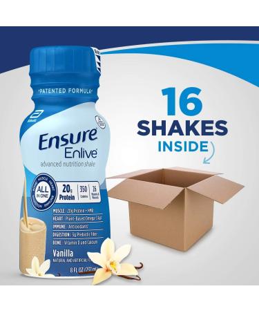 Ensure Enlive 20g Protein Meal Replacement Shake | 350 Calories | Advanced Nutrition Vanilla | 8 Fl Oz (Pack of 16) - Buy Online on GoSupps.com