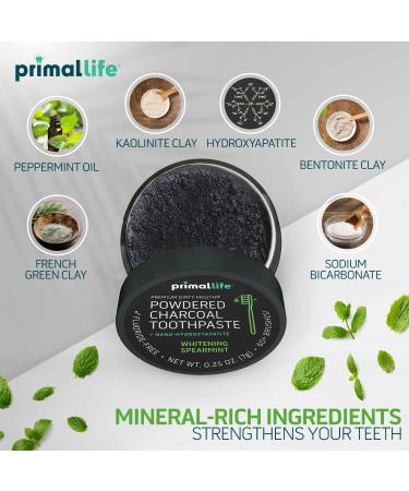 Primal Life Organics Dirty Mouth Toothpowder - Activated Charcoal Tooth Cleaning Powder with Essential Oils - Organic Vegan Formula - 0.25 oz (Black Spearmint) - Buy Online on GoSupps.com