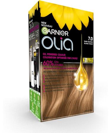 Garnier Olia Permanent Hair Dye Ammonia-Free Hair Color 7.0 Dark Blonde Long-Lasting Hair Shine With 60% Oils 1 Application LIGHT / BLONDE SHADES 7.0 Dark Blonde - Buy Online on GoSupps.com