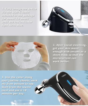MCSYPOAL Microcurrent-Facial-Massager Face Roller Face Massager for Skin Care Microcurrent Facial Device Glossy Black - Buy Online on GoSupps.com