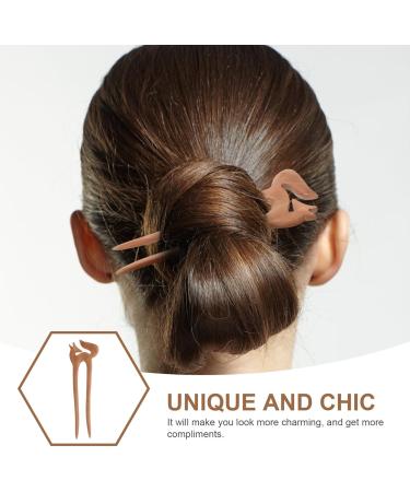 minkissy U Shape Wooden Hair Sticks Handmade Carved Ebony Sandalwood French Hair Forks with Cute Fox Design 2-prong Vintage Wood Hair Pins for Women Chignon Bun Updo Hairstyle - Buy Online on GoSupps.com