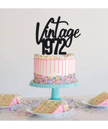 Vintage 1972 50th Birthday Cake Topper, Funny 50 and Fabulous Decoration, Handmade - Black - Buy Online on GoSupps.com