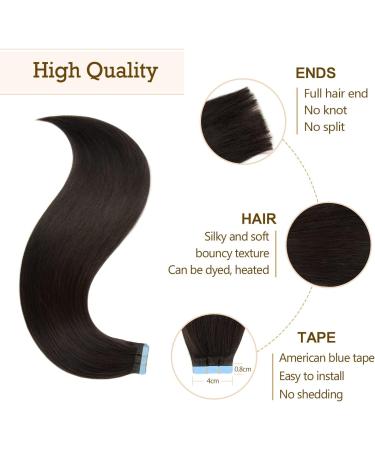AGMITY Tape in Hair Extensions Real Human Hair Natural Black 22 inches 20pcs 50g/pack Invisible Straight Seamless Skin Weft Hair Extensions Tape in Remy(22 inches #1B Off Black) 22 inch #1B Off Black - Buy Online on GoSupps.com