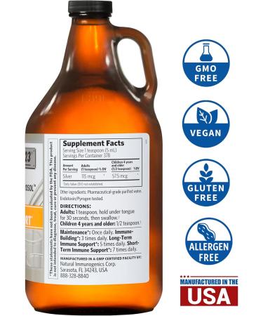 Argentyn 23 Professional Immune Support - Colloidal Silver Bio-Active Silver Hydrosol 23 ppm Liquid Twist Top 64 Fl Oz (1 892 mL) - Buy Online on GoSupps.com