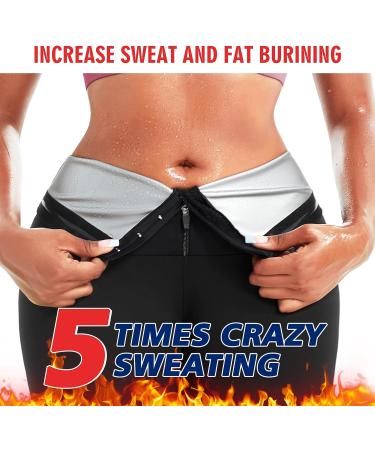 KUMAYES Sauna Pants for Women | High Waist Compression Leggings for Slimming & Weight Loss | Hot Thermo Workout Training | Large Black - Buy Online on GoSupps.com